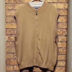 Talbots Pima Cotton Men's Zip Up Tan Sweater Vest Size XL